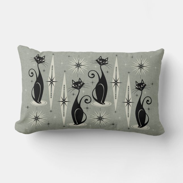 Cojín Lumbar Gatos atómicos retro-bajos de mediados de siglo -  (Anverso)