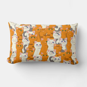 Cojín Lumbar Gatos blancos y jengibre patrón ojos verdes ojos a