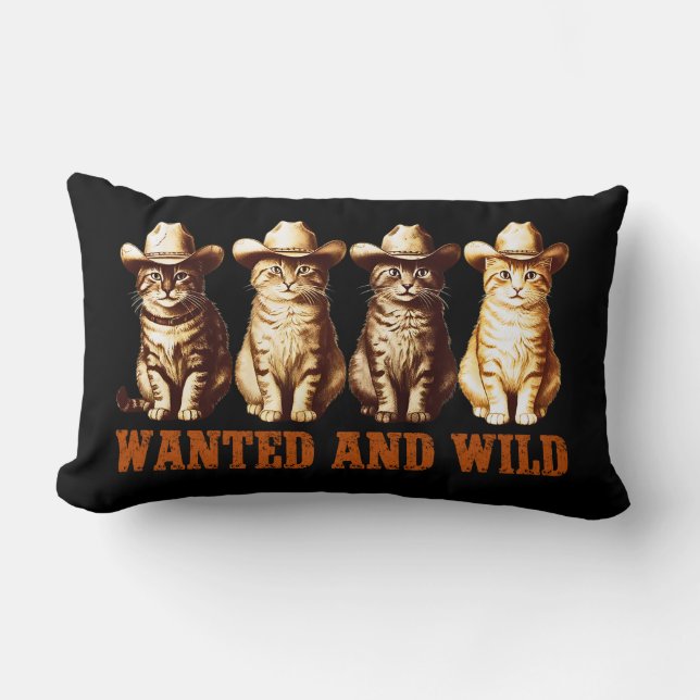 Cojín Lumbar Gatos De Vaquero Gatos Salvajes De Kitty Occidenta (Anverso)