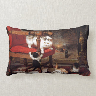 Cojín Lumbar Gatos del vintage por la chimenea