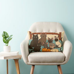 Cojín Lumbar Gatos en una cama