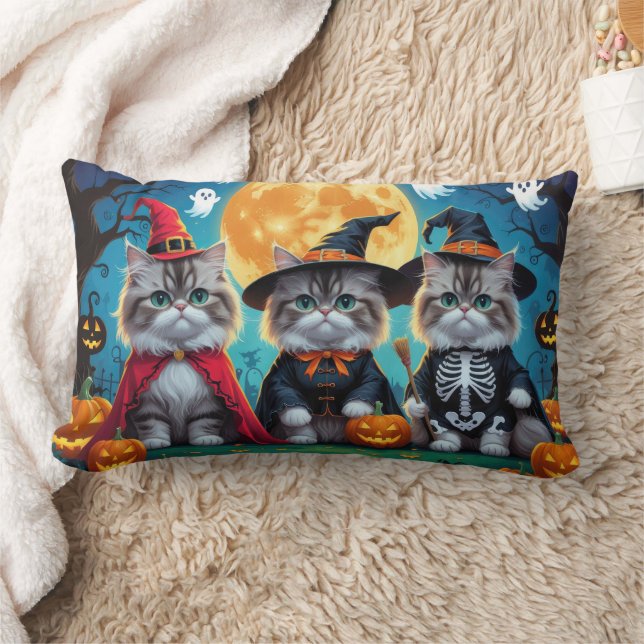Cojín Lumbar Gatos persas Calabaza Halloween Funny (Manta)