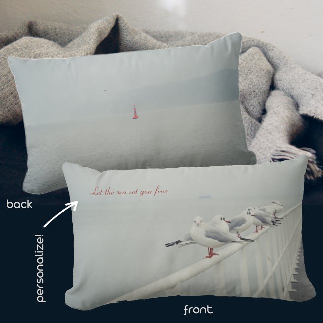 Cojín Lumbar Gaviota blanca en un día de invierno (Subido por el creador)