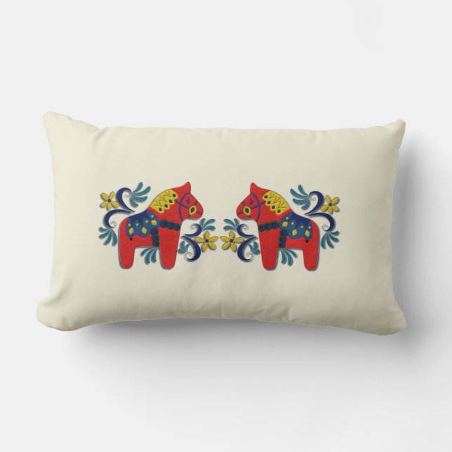 Cojín Lumbar Gemelos del caballo de Dala del sueco (Anverso)