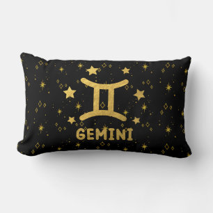 Cojín Lumbar Gemini Zodiac Black and Gold Lumbar Pillow