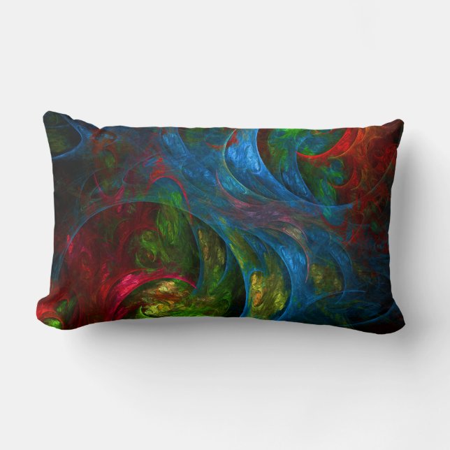 Cojín Lumbar Génesis Azul Resumen Art Lumbar Pillow (Anverso)