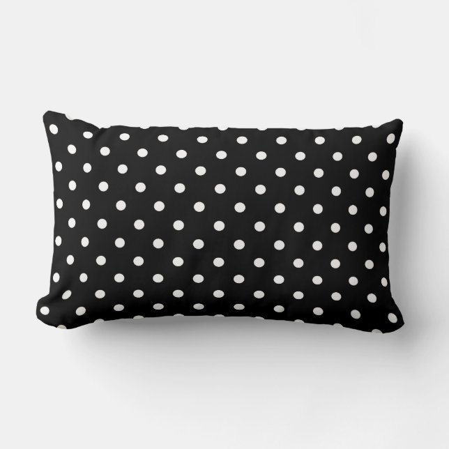 Cojín Lumbar geniales puntos de polka negros y blancos. (Anverso)