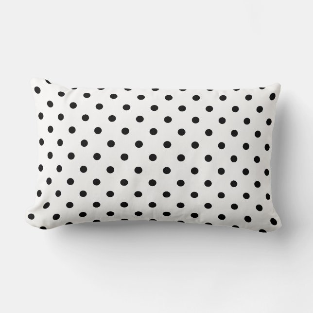 Cojín Lumbar geniales puntos de polka negros y blancos. (Anverso)