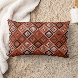 Cojín Lumbar Geometría étnica patchwork marrón naranja