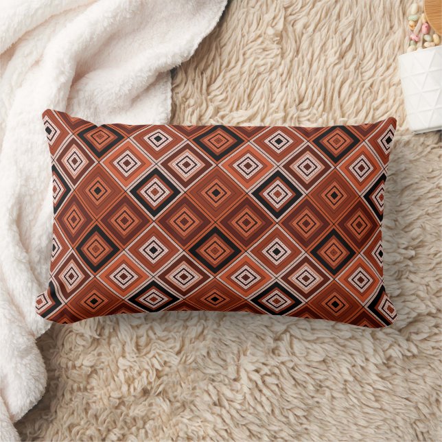 Cojín Lumbar Geometría étnica patchwork marrón naranja  (Manta)