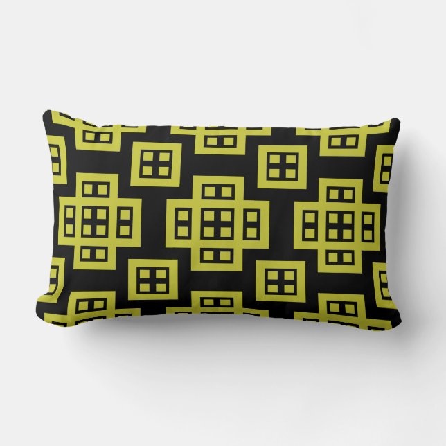 Cojín Lumbar Geometric 030614 - Amarillo bananero en negro (Anverso)