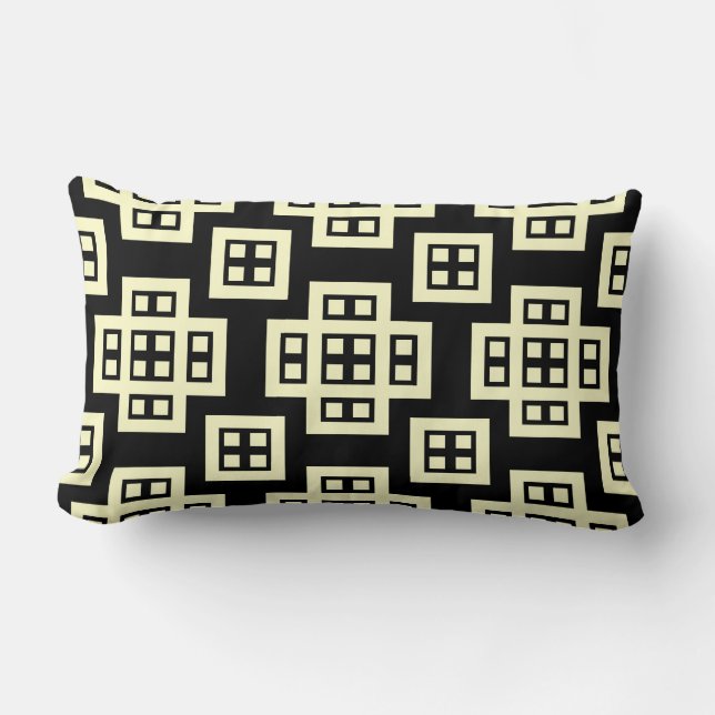 Cojín Lumbar Geometric 030614 - Amarillo pálido sobre negro (Anverso)