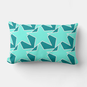 Cojín Lumbar Geométrica de estrella moderna - Aqua y turquesa