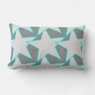 Cojín Lumbar Geométrica de estrella moderna - gris y turquesa