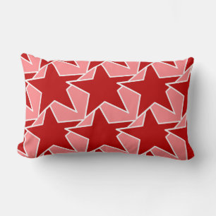 Cojín Lumbar Geométrica de estrella moderna - rojo coral y rosa