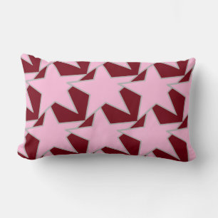 Cojín Lumbar Geométrica de estrella moderna - rosa y borgoña