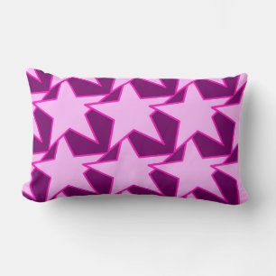 Cojín Lumbar Geométrica de estrella moderna - rosa y púrpura am