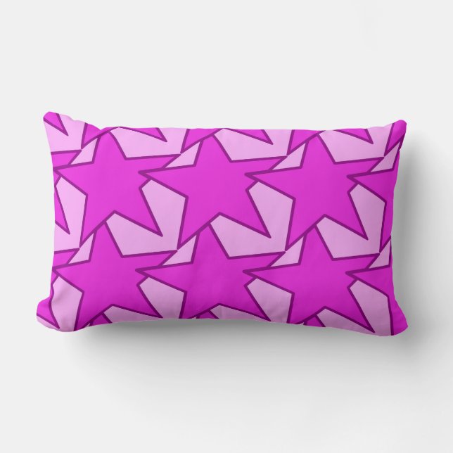 Cojín Lumbar Geométrica de estrella moderna - violeta y rosa (Anverso)