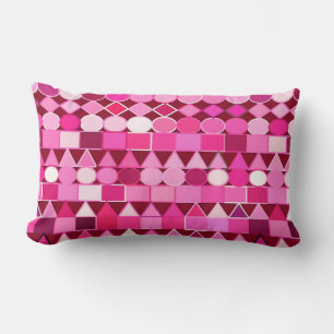 Cojín Lumbar Geométrica tribal, borgoña y rosa moderna