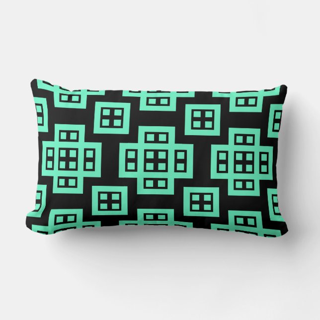 Cojín Lumbar Geométrico 030614 - Turquesa en negro (Anverso)