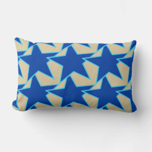Cojín Lumbar Geométrico de estrella moderna - azul cobalto y ta