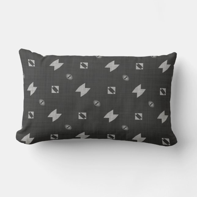 Cojín Lumbar Geométrico negro y gris (Anverso)
