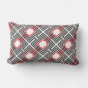 Cojín Lumbar Geométrico Rojo Negro y Blanco