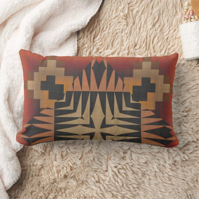 Cojín Lumbar Geométrico texturizado de naranja y negro (Manta)