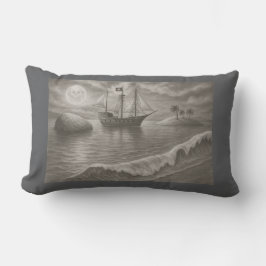 Cojín Lumbar Ghost Ship Pirate – Nautical Moonlit Ocean