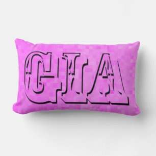 Cojín Lumbar Gia, logotipo de nombres de Chicas rosados,