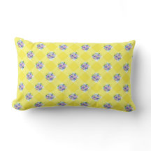 Gingham Amarillo y Flores Azules Morados Campo