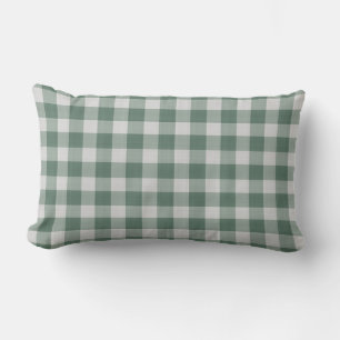 Cojín Lumbar Gingham de cuadros verde avellana y blanco