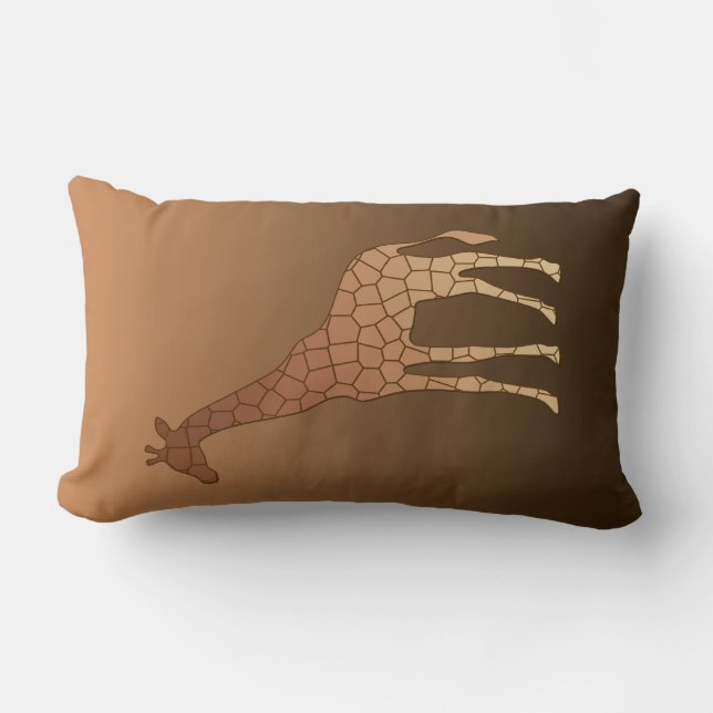 Cojín Lumbar Girafa geométrica moderna, cobre y marrón (Anverso)