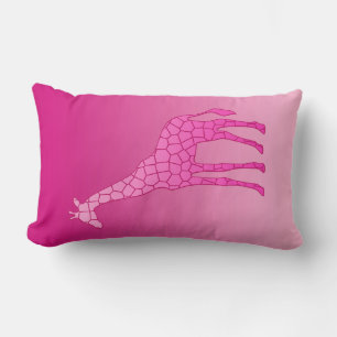 Cojín Lumbar Girafa geométrica moderna, fucsia y rosa claro
