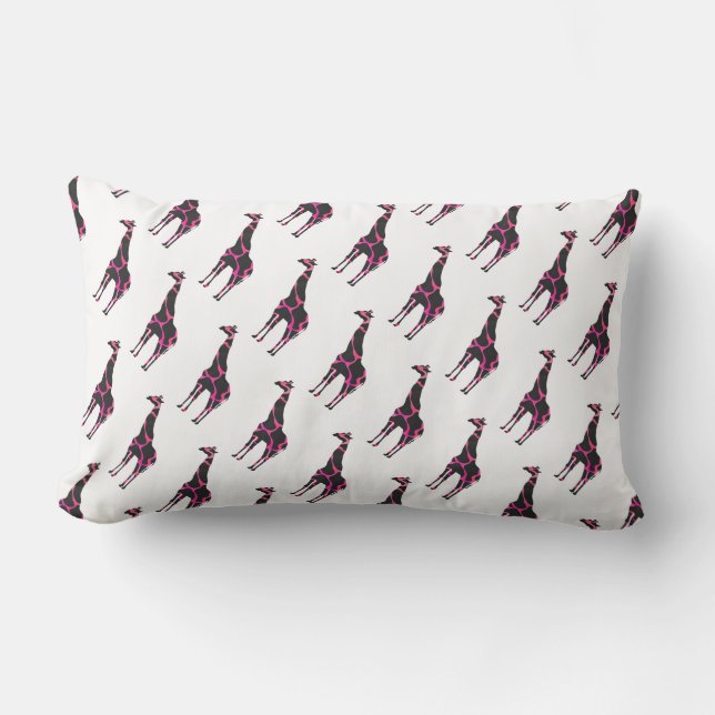 Cojín Lumbar Giraffe Hot Pink and Black Silhouette (Anverso)