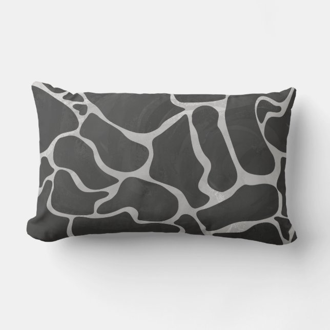 Cojín Lumbar Giraffe Impresión gris claro y negro (Anverso)