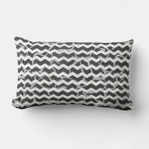 Cojín Lumbar Giraffe Patrón de Chevron negro y gris