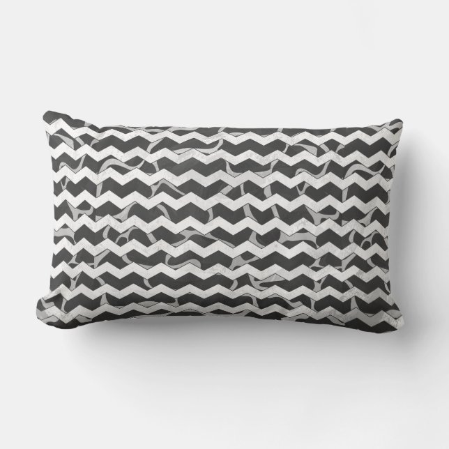 Cojín Lumbar Giraffe Patrón de Chevron negro y gris (Anverso)