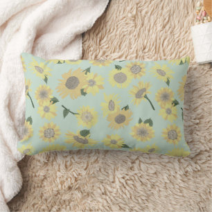 Cojín Lumbar Girasol pintado azul amarillo-naranja caprichoso