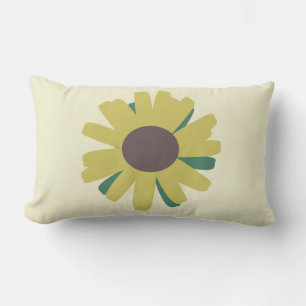Cojín Lumbar Girasol Simple Marrón Verde Amarillo Flor  