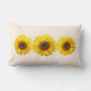 Cojín Lumbar Girasoles amarillos modernos sobre marfil