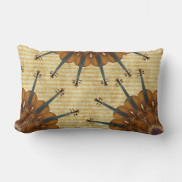 Cojín Lumbar Girasoles del violín en rayas de oro