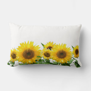 Cojín Lumbar Girasoles sobre blanco