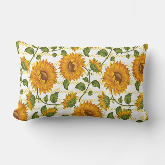 Cojín Lumbar Girasoles y texto (Anverso)