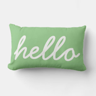 Cojín Lumbar Girly Hello Mint Typography Lumbar Pillow