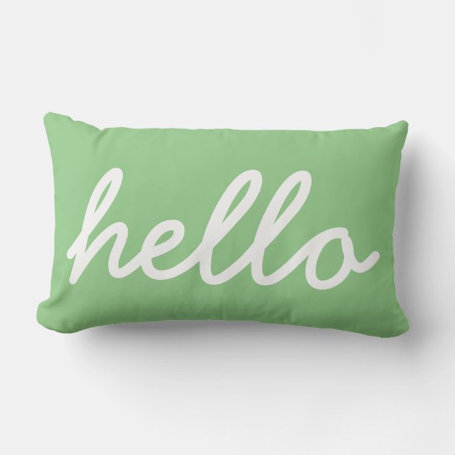 Cojín Lumbar Girly Hello Mint Typography Lumbar Pillow (Anverso)