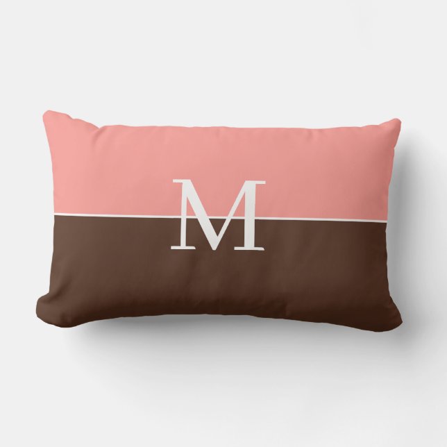 Cojín Lumbar Girly pink &brown monogram (Anverso)