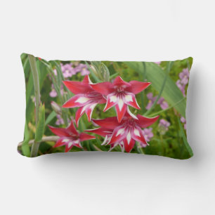 Cojín Lumbar Gladiolas Rojo y Blanco Botánico