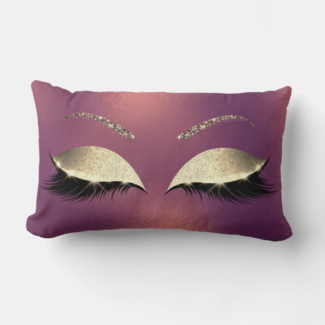 Cojín Lumbar Glam Gold Purpurina Glam Makeup Lash Copo (Anverso)