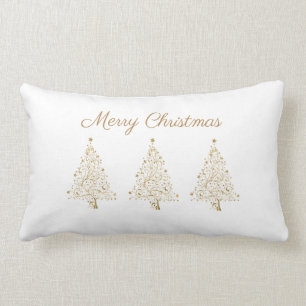 Cojín Lumbar Glam Gold White Elegant Feliz Estrella de Árbol d